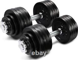 105lbs Cast Iron Adjustable Dumbbell Weight Plates Set Home Workout Fitness Pair
