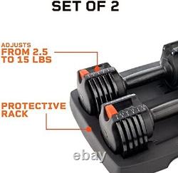 15lb Adjustable Free Weights Dumbbell Sets with Rack Adjustable Weights