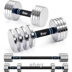 2.0 Upgraded Adjustable Steel Dumbbells, 40Lbs Free Weight Set 20lbsx2, Silver