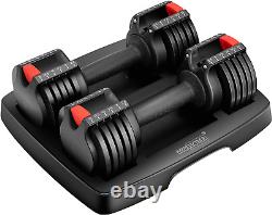 2.5 Lbs to 15 Lbs Adjustable Weights Dumbbells Set of 2 with Anti-Slip Handle an
