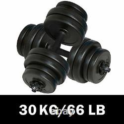 30kg/66LB Dumbbell Barbell Weights Set Adjustable Plates Home Gym Workout f Y7B5