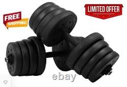 66 LB Weight Dumbbell Set Adjustable Cap Gym Home Barbell Plates Body Workout