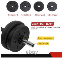 66 LB Weight Dumbbell Set Adjustable Cap Gym Home Barbell Plates Body Workout