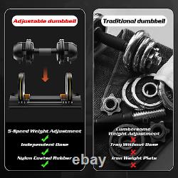 Adjustable Dumbbell, 22Lb/25Lb/44Lb/52Lb Single Dumbbell Set with Tray For