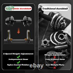 Adjustable Dumbbell, 22Lb/44Lb/52Lb Dumbbell Set with Tray for Workout Strength