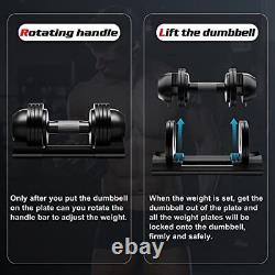 Adjustable Dumbbell, 22lb/25lb/44lb/52lb Single Dumbbell Set with Tray for
