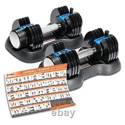 Adjustable Dumbbell 55lbs Single Weight Set for Home Gym with Anti-Slip