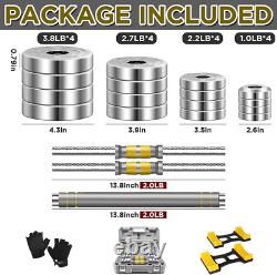 Adjustable Dumbbell Set 44/66 LBS Weights Set, Dumbbell Barbell 3 in 1, Steel