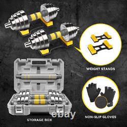 Adjustable Dumbbell Set 44/66 LBS Weights Set, Dumbbell Barbell 3 in 1, Steel