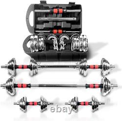 Adjustable Dumbbell Set Home Gym Cast Iron Barbell Sets with Carry Box 44Lbs 66L