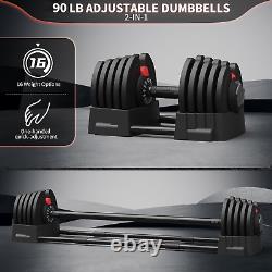 Adjustable Dumbbells 52.5LB /90LB Dumbbell Set, Anti-Slip Handle with 1S Weight