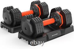 Adjustable Dumbbells, 5/10/15/20/25Lbs Free Weight Set, 5 in 1 Dumbbells with An