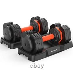 Adjustable Dumbbells, 5/10/15/20/25/35/45/55lbs Free Weight Set, 5 in 1