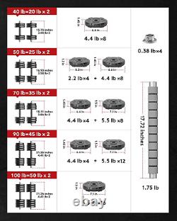 Adjustable Dumbbells Barbell Set 40 50 70 90 100 Lb, 1 Center Hole Weight Set