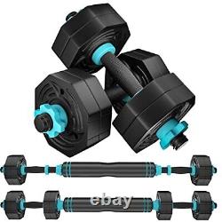 Adjustable Dumbbells Weights Set 20/22/44Lb, 3 in 1 Free Weights Barbells with