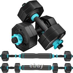 Adjustable Dumbbells Weights Set 20/22/44Lb, 3 in 1 Free Weights Barbells with C