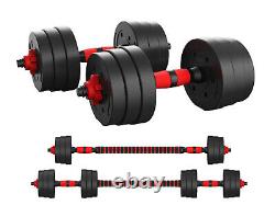 Adjustable Weight To 44lbs Dumbbell Barbell Set Home Fitness Gym Work Out