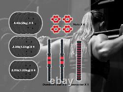Adjustable Weight To 44lbs Dumbbell Barbell Set Home Fitness Gym Work Out