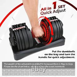 All in One Fast Adjustable Dumbbell Set from 5.5LB to 55LB, Quick Changing Weigh