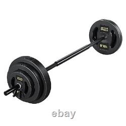 Barbell Weight Set for Lifting, 45 Lb Weight Bar Set with Adjustable Black