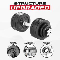 Cast Iron Weights Adjustable Dumbbell Sets for Home Gym with Bars, Plates, Colla