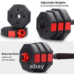 Dumbbells Set, Adjustable Weights 3-in-1 44 lb barbell (22 lb dumbbell pair)