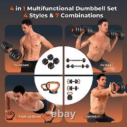 FEIERDUN Adjustable Dumbbells, 50/70/90lbs Free Weight Set with Connector, 4 in1
