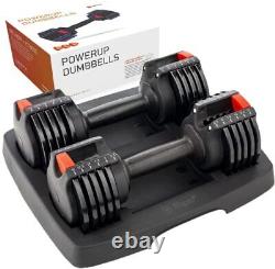 Lifepro 15lb Adjustable Free Weights Dumbbell Sets with Rack Adjustable Wei