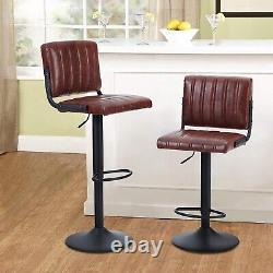 Set of 2 Adjustable Modern Swivel Bar Stools Dining Chair Counter Height Brown
