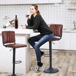 Set of 2 Adjustable Modern Swivel Bar Stools Dining Chair Counter Height Brown