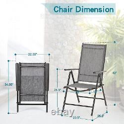 Set of 2 Patio Folding Chairs Portable Garden Loungers with 7 Adjustable Positions