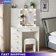White Dressing Table Makeup Desk With Led Mirror Stool 5 Drawers Bedroom Modern
