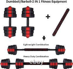 Ensemble d'haltères, Poids ajustables 3 en 1 Set Barbell 44 lb / 66 lb, équipement de gym à domicile
