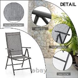 Ensemble de 2 chaises pliantes de patio, chaises longues de jardin portables avec 7 positions réglables.