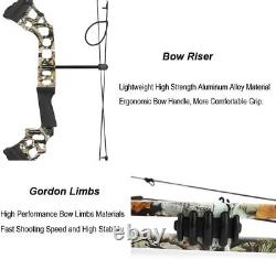 Ensemble de flèches pour arc à poulies réglable de 20 à 70 livres avec sac de chasse pour arc de tir à l'arc 320FPS droitier ou gaucher