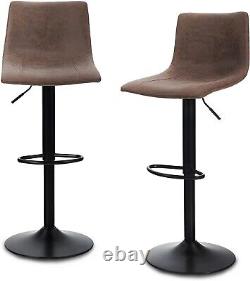 Tabourets de bar PHI VILLA, ensemble de 2, hauteur réglable, pivotants, chaises de bar en cuir PU